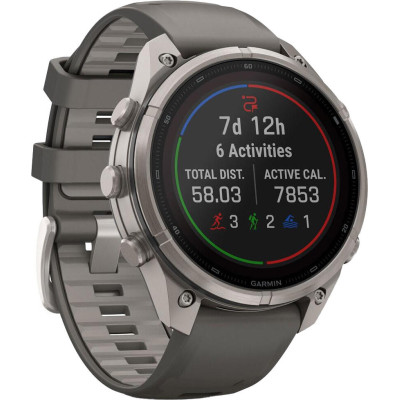 Garmin Fenix 9 Pro inReach Solar 47mm Titanium with Pebble Gray/Silver Gray Silicone Band (010-04338-00/01)