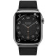 Apple Watch Hermes Series 9 GPS + Cellular, 45mm Silver Stainless Steel Case with Noir Deployment Buckle (MRQP3 + H078782CJ89)
