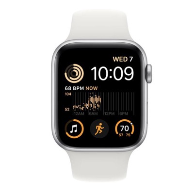 Apple Watch SE 2 GPS 40mm Silver Aluminum Case with White Sport Band M/L (MNTC3)
