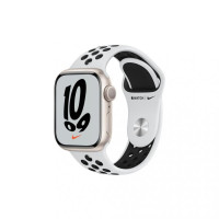 Apple Watch Nike Series 7 GPS 41mm Starlight Aluminum Case w. Pure Platinum/Black Nike Sport Band (MKN33)