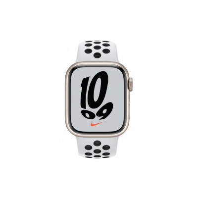 Apple Watch Nike Series 7 GPS 41mm Starlight Aluminum Case w. Pure Platinum/Black Nike Sport Band (MKN33)