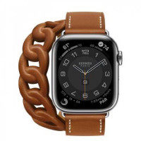 Apple Watch Hermes Series 7 LTE 41mm Silver S. Steel Case w. Fauve Leather D. Tour (MKLK3+MKFV3)