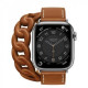 Apple Watch Hermes Series 7 LTE 41mm Silver S. Steel Case w. Fauve Leather D. Tour (MKLK3+MKFV3)