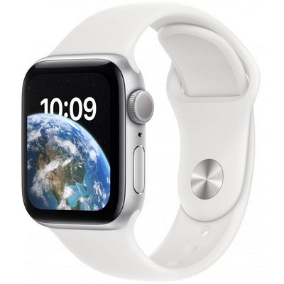 Apple Watch SE 2 GPS + Cellular 44mm Silver Aluminum Case with White Sport Band (MNQ23/MNQE2)