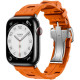 Apple Watch Hermes Series 9 GPS + Cellular 45mm Space Black Stainless Steel Case with Orange Kilim Single Tour (MRQQ3+MTJ03)