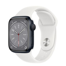 Apple Watch Series 8 GPS 41mm Midnight Aluminum Case w. White Sport Band M/L (MNPC3+MP6X3)
