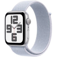 Apple Watch SE 2 GPS 40mm Silver Aluminium Case w. Blue Cloud Sport Loop (MXEE3)