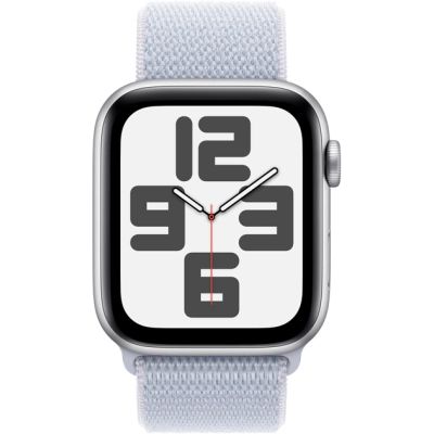 Apple Watch SE 2 GPS 40mm Silver Aluminium Case w. Blue Cloud Sport Loop (MXEE3)