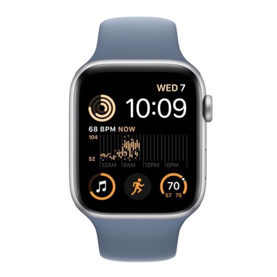 Apple Watch SE 2 GPS 44mm Silver Aluminum Case with White Sport Band M/L (MNTJ3)