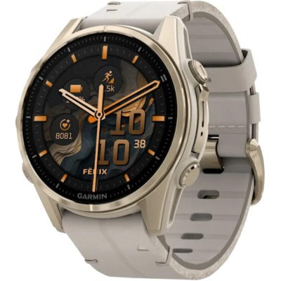 Garmin Fenix 8 43mm AMOLED Sapphire Soft Gold with Limestone Leather Band (010-02903-40)