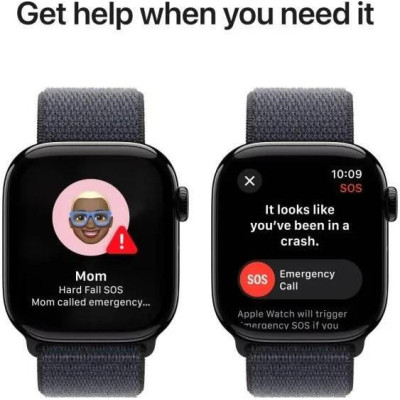 Apple Watch Series 10 GPS 46mm Jet Black Aluminum Case w. Ink Sport Loop (MWWR3)