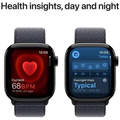 Apple Watch Series 10 GPS 46mm Jet Black Aluminum Case w. Ink Sport Loop (MWWR3)