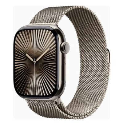 Apple Watch Series 10 GPS + Cellular 46mm Natural Titanium Case w. Natural Milanese Loop - S/M (MC7Q4)