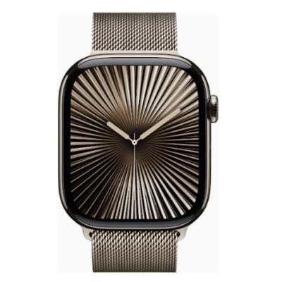 Apple Watch Series 10 GPS + Cellular 46mm Natural Titanium Case w. Natural Milanese Loop - S/M (MC7Q4)