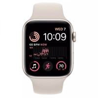 Apple Watch SE 2 GPS 44mm Starlight Aluminum Case w. Starlight Sport Band - S/M (MNTD3)