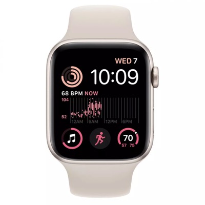 Apple Watch SE 2 GPS 44mm Starlight Aluminum Case w. Starlight Sport Band - S/M (MNTD3)
