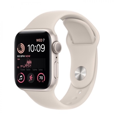 Apple Watch SE 2 GPS 44mm Starlight Aluminum Case w. Starlight Sport Band - S/M (MNTD3)