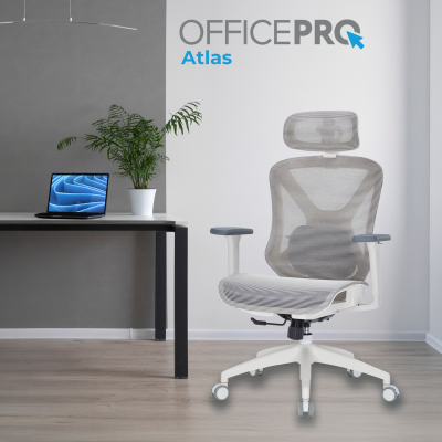 OfficePro Atlas White/Light Gray (OC630-W-LG-LG)