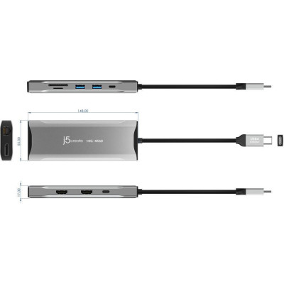 j5create 9in1 JCD397-N Grey