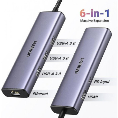 UGREEN CM512 Type-C Hub Space Grey (UGR-15598)
