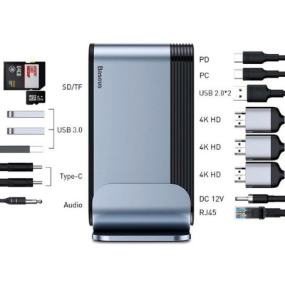 Baseus Multifunctional Working Station Three-Screen Gray (CAHUB-DG0G)