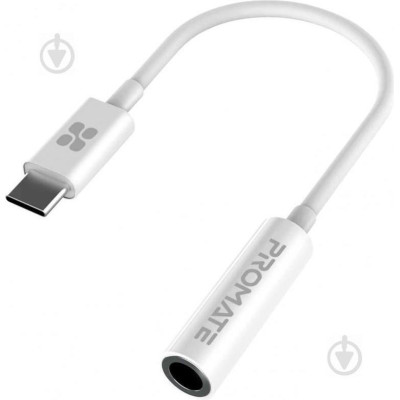 Promate AuxLink-C USB типу C - AUX 3.5 мм 0.2 м White (auxlink-c.white)