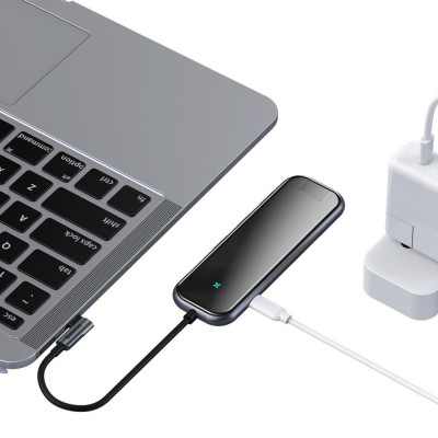 Baseus Multi-functional HUB (Type-C to 3xUSB3.0+HD4K+RJ45+PD) Deep gray (CAHUB-DZ0G)