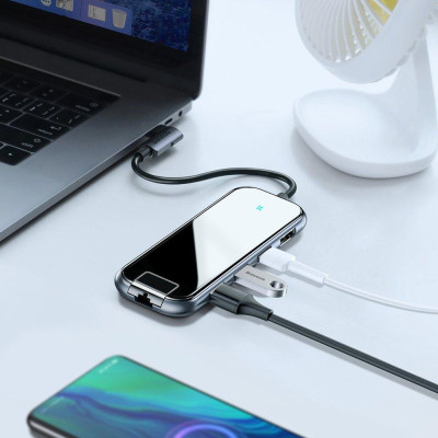 Baseus Multi-functional HUB (Type-C to 3xUSB3.0+HD4K+RJ45+PD) Deep gray (CAHUB-DZ0G)