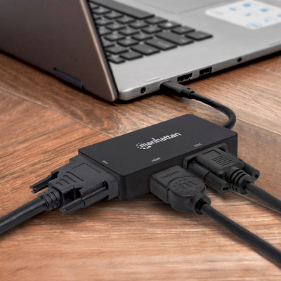 MANHATTAN USB3.1 Type-C - HDMI/DVI-I/VGA Black (152983)
