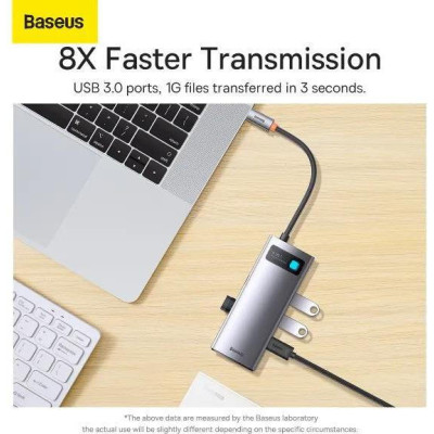 Baseus Metal Gleam Series 4-in-1 Multifunctional Type-C HUB Gray (WKWG070013)