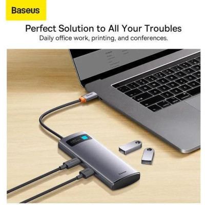 Baseus Metal Gleam Series 4-in-1 Multifunctional Type-C HUB Gray (WKWG070013)