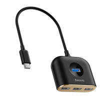 Baseus Square round 4 in 1 USB HUB Adapter (USB3.0 TO USB3.0*1+USB2.0*3) Black (CAHUB-AY01, CAHUB-BY01)