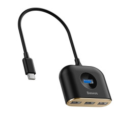 Baseus Square round 4 in 1 USB HUB Adapter (USB3.0 TO USB3.0*1+USB2.0*3) Black (CAHUB-AY01, CAHUB-BY01)