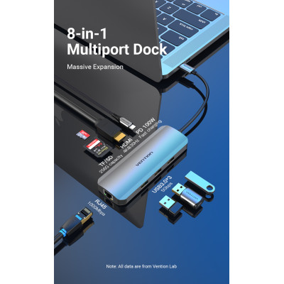 Vention 8-in-1 Docking Station Aluminum Alloy Type (TOKHB)