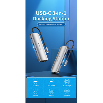 Vention 8-in-1 Docking Station Aluminum Alloy Type (TOKHB)