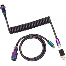 USB Type-C Keychron USB Type-A/Type-C Premium Coiled Aviator Cable-Straight Rainbow Palted Black (CAB5_KEYCHRON)