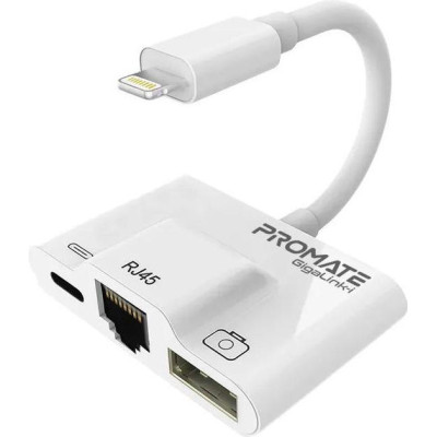 Promate GigaLink-I 3-in-1 High Speed OTG Lightning Hub White (GIGALINK-I.WHITE)