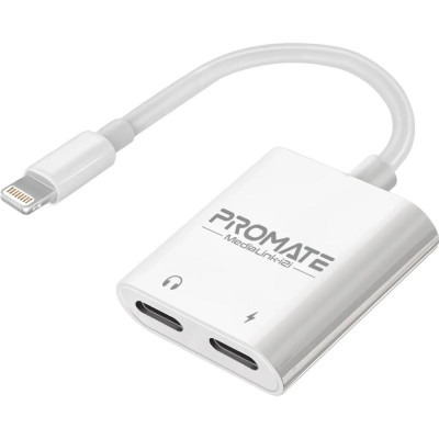 Promate Lightning to 2хLightning White (medialink-i2i)