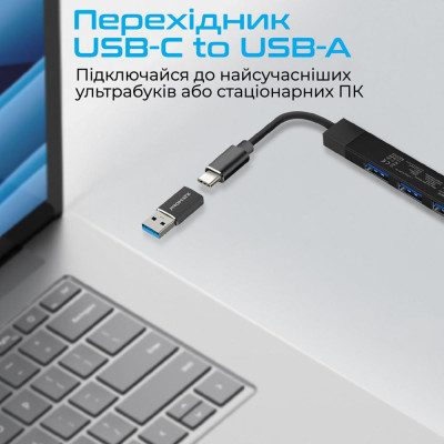 Promate 4-in-1 Multi-Port USB-C Data Hub Black (litehub-4.black)
