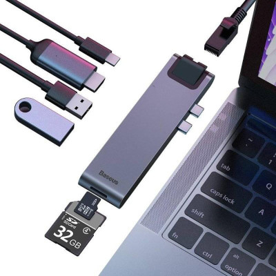 Baseus Thunderbolt C+Pro 7-in-1 Smart HUB Gray (CAHUB-L0G)