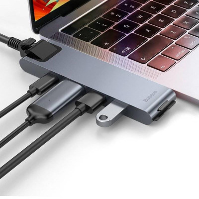 Baseus Thunderbolt C+Pro 7-in-1 Smart HUB Gray (CAHUB-L0G)