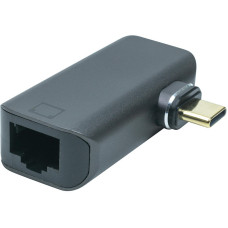 PowerPlant Magnetic USB Type-C to Ethernet RJ45 Adapter Black (CA914296)