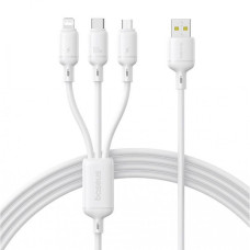 Baseus Silky One-for-Three Fast Charging Cable USB-A to M+L+C 100W 1.5m White (P10377705213-00)