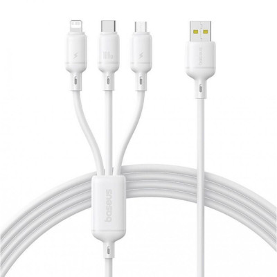 Baseus Silky One-for-Three Fast Charging Cable USB-A to M+L+C 100W 1.5m White (P10377705213-00)