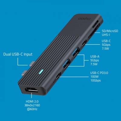 RAPOO 7-in-1 USB-C Multiport Adapter (UCM-2003)