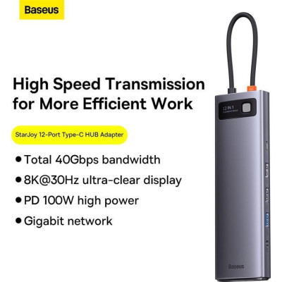 Baseus Metal Gleam Series 12-in-1 Type-C Gray (WKWG020213)