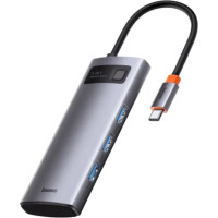 Baseus Metal Gleam Series 5-in-1 Multifunctional Type-C HUB Docking Station Space Gray (CAHUB-CX0G)