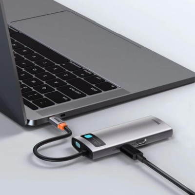 Baseus Metal Gleam Series 5-in-1 Multifunctional Type-C HUB Docking Station Space Gray (CAHUB-CX0G)