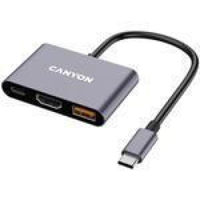 Canyon DS-4 USB-C Multiport Hub 3-in-1 Grey (CNS-TDS4)