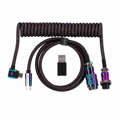 Keychron USB Type-A/Type-C to Type-C Data/Charge Premium Coiled Aviator 1.08m Black (CAB7_KEYCHRON)